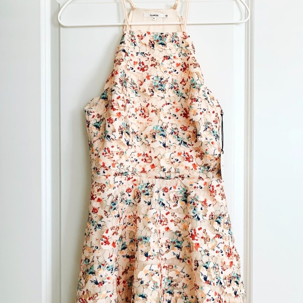 NWT Tularosa Cyrus Guipure Lace Floral Fit & Flare Dress in Cream Multi Size S